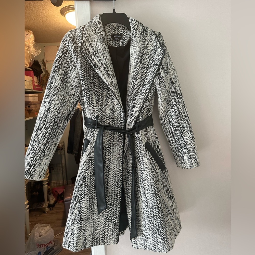 BEBE Natalie Flirty Short Maxi Coat